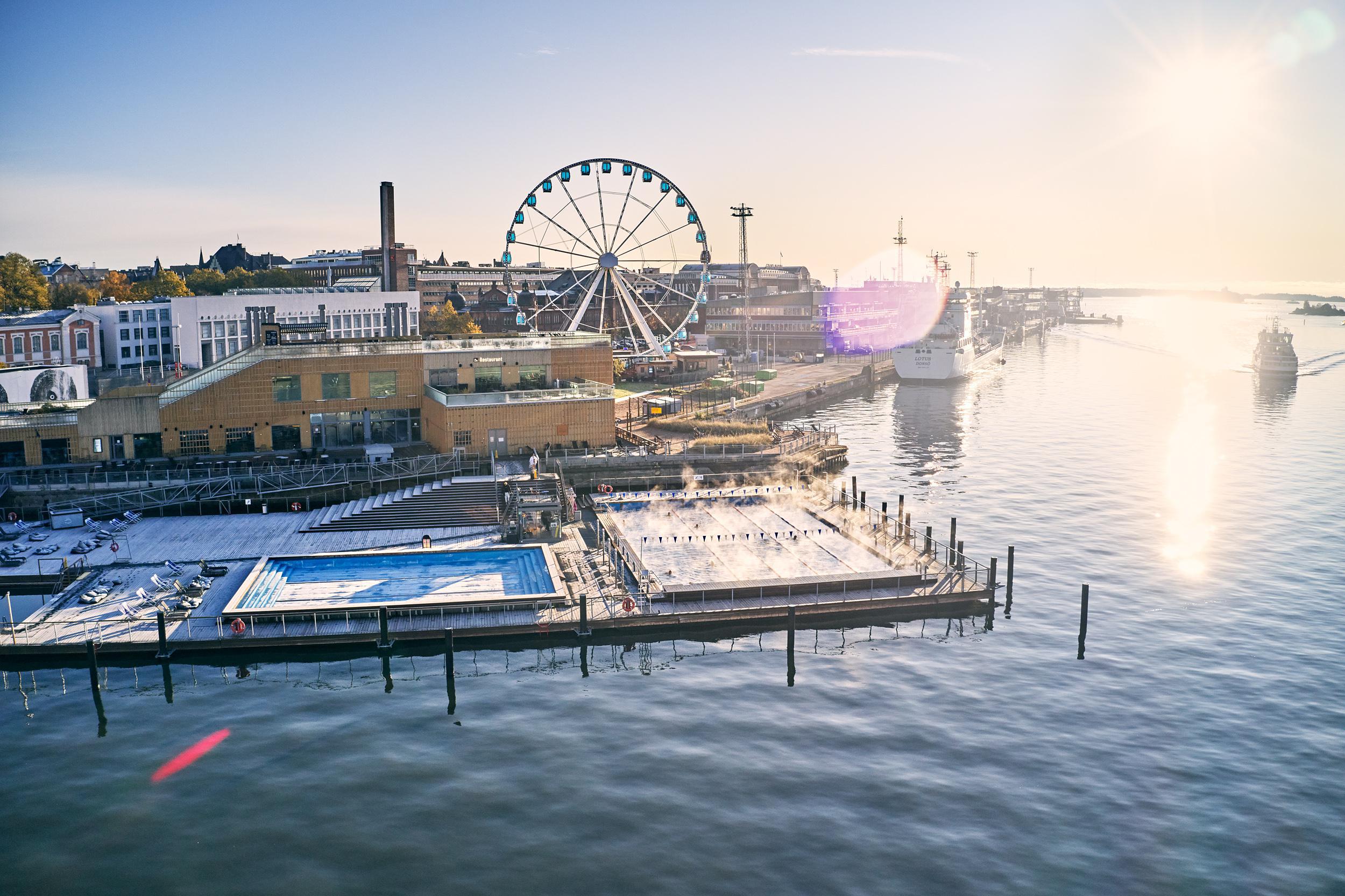 Allas Sea Pool, an urban oasis on the shores of the Baltic Sea next to Helsinki's Kauppatori.