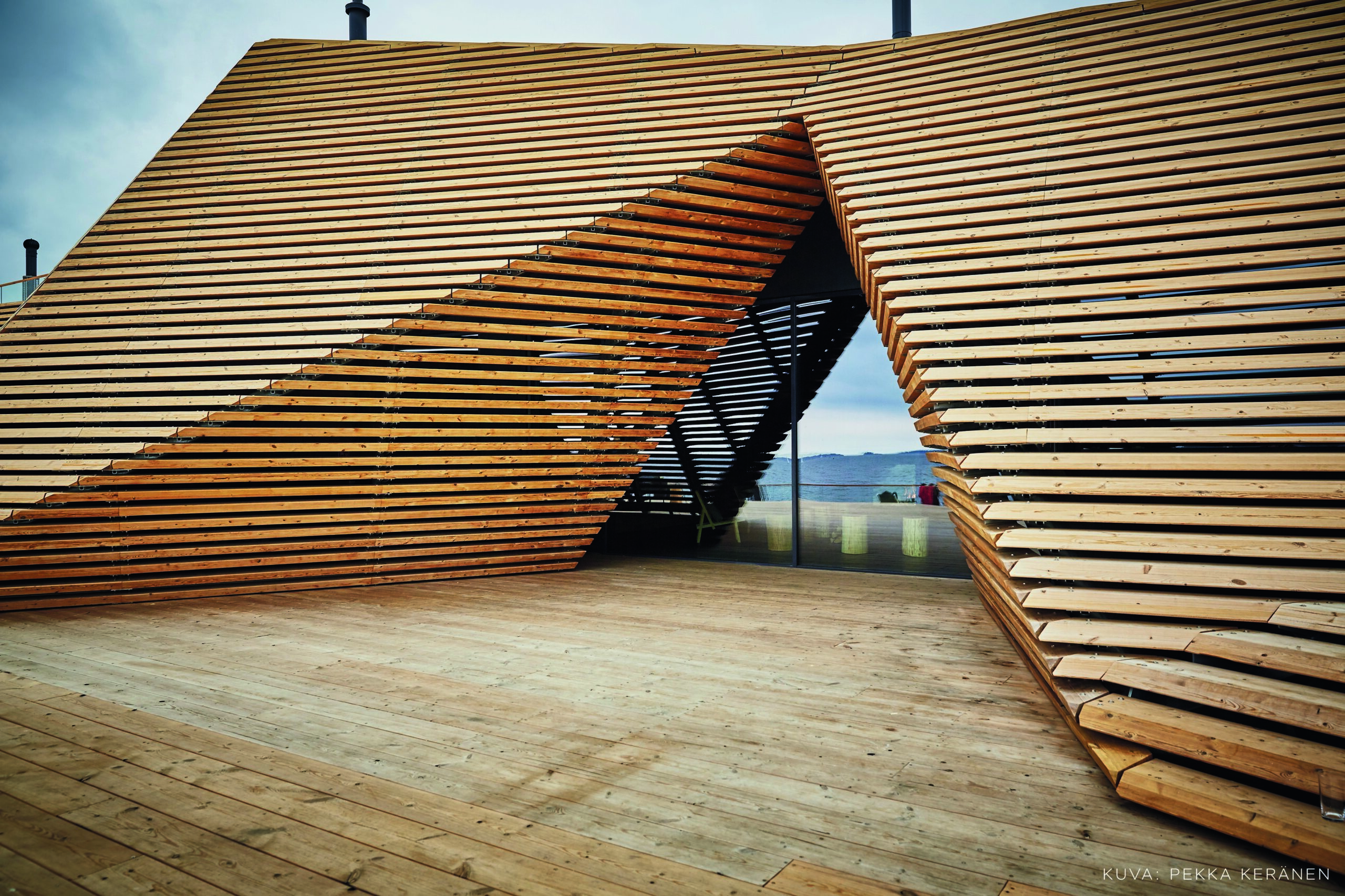 Löyly a wooden structure with a triangular roof