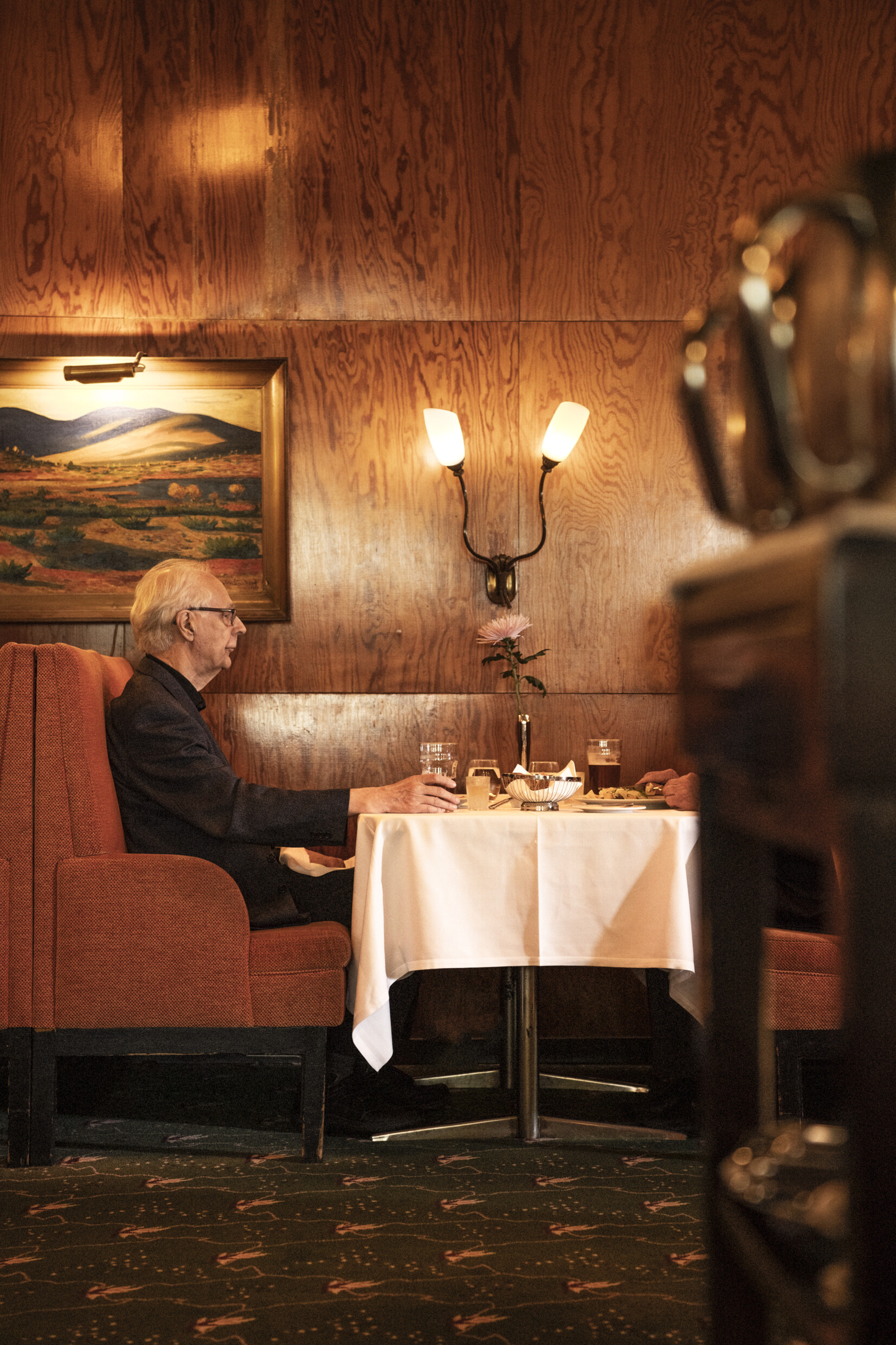 A man sitting at a table in Helsinki restaurant Elite