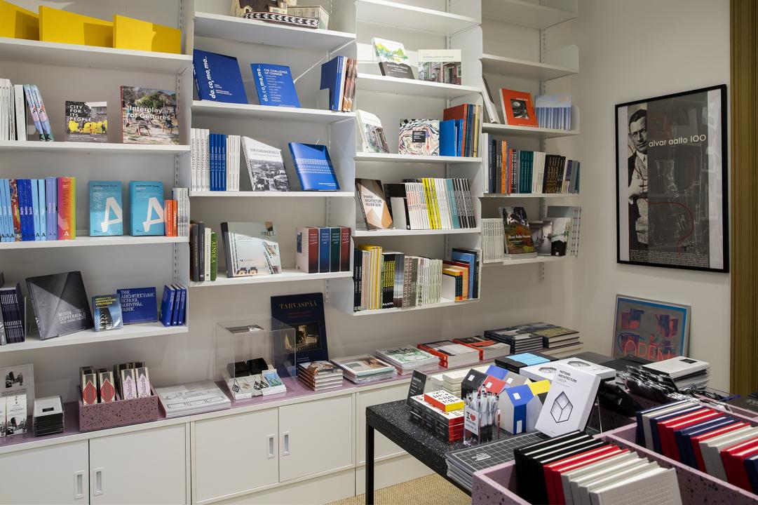 a book shelves in a store