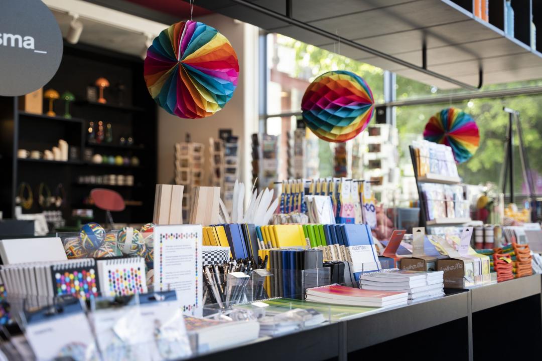 a store with colorful balls and books