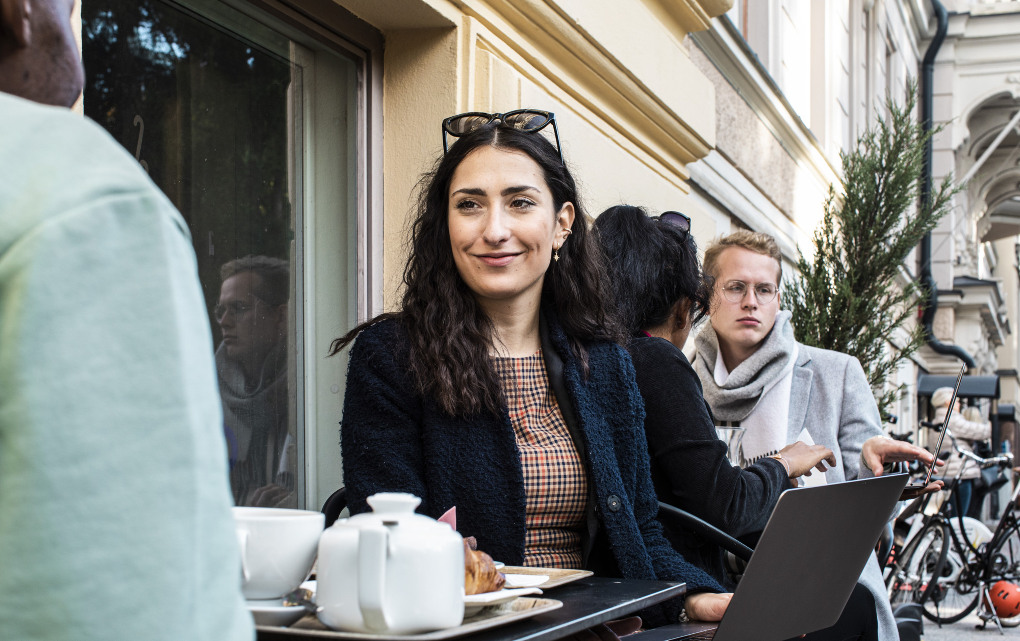 Remote meeting on a terrace